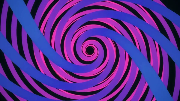 Ändlösa snurrande roterande spiral, hypnotiserande effekt, sömlös loop. Animation. Abstrakt ljus HELIX i lila och blå färger. — Stockfoto