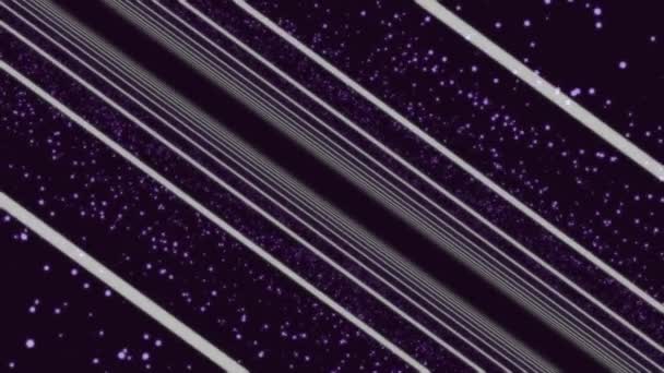 Lignes droites blanches se déplaçant et tournant avec de petits points sur fond violet, boucle sans couture. Animation. Lilas fond pointillé avec des lignes blanches filantes . — Video