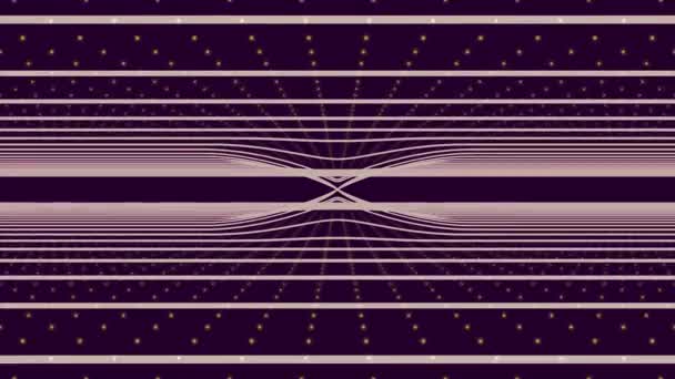 Straight white lines moving and rotating with small dots on purple background, seamless loop. Animation. Lilac dotted background with spinning white lines. — Stock Video