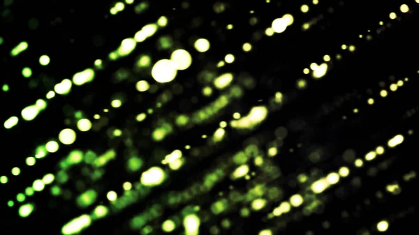 Colorful rows of small dots rotating on black background, seamless loop. Animation. Green bokeh cloud spinning and moving.