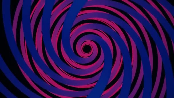 Rotazione senza fine spirale girevole, effetto ipnotizzante, anello senza soluzione di continuità. Animazione. Elica luminosa astratta nei colori viola e blu . — Video Stock