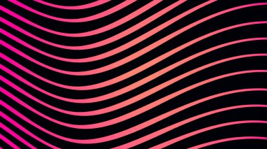 Hipnoz eğilimli pembe ve siyah dalga dönüşlerinin soyutlanması. Geometrik çizgiler örüntü hareket arkaplanı