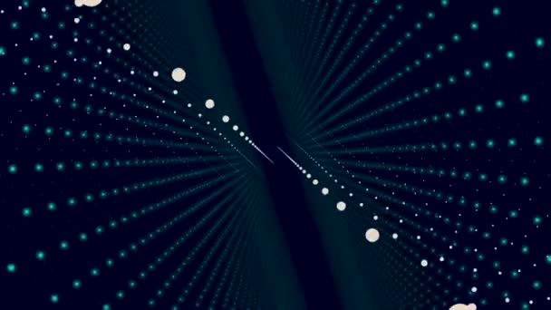 File astratti di piccoli cerchi che ruotano su sfondo blu scuro. Animazione. Molte linee di punti in movimento e filatura, astrazione 3D, loop senza soluzione di continuità . — Video Stock