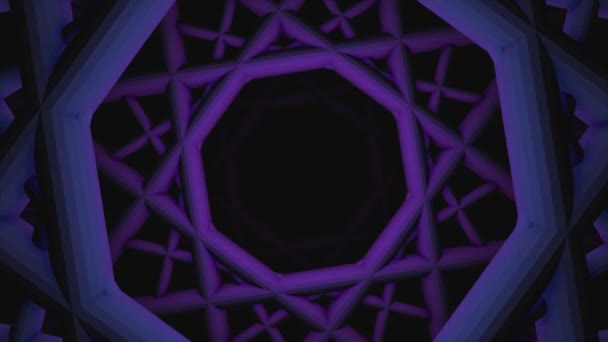 Abstract animation of swirling seamless geometric tunnel. Animation. Geometric patterned swirling spiral on black background — Stock Video