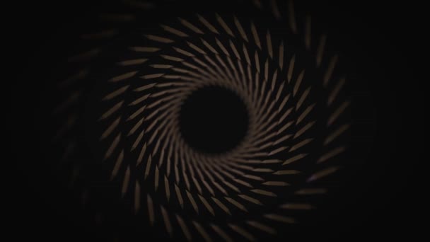 Animation abstraite d'un tunnel géométrique tourbillonnant sans soudure. Animation. Spirale tourbillonnante à motifs géométriques sur fond noir — Video