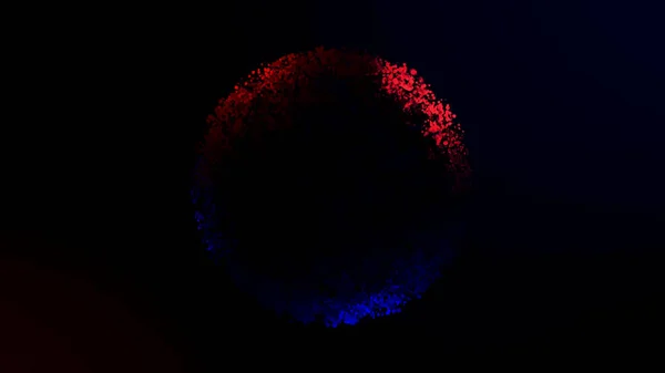 Όμορφο κόκκινο και μπλε δαχτυλίδι από μικρά σωματίδια που απομονώνονται σε μαύρο φόντο. Κινούμενα. Αφηρημένο περιστρεφόμενο πολύχρωμο κύκλο, χωρίς ραφές βρόχου. — Φωτογραφία Αρχείου