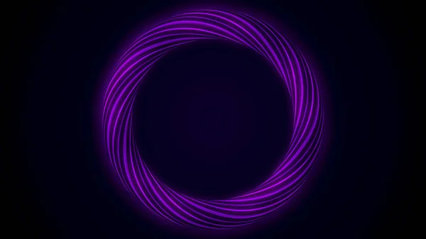 Abstrato anel brilhante de fibra de torção com cores piscando isolado no fundo preto. Animação. Brilhando círculo de cor roxo e azul, loop sem costura . — Fotografia de Stock