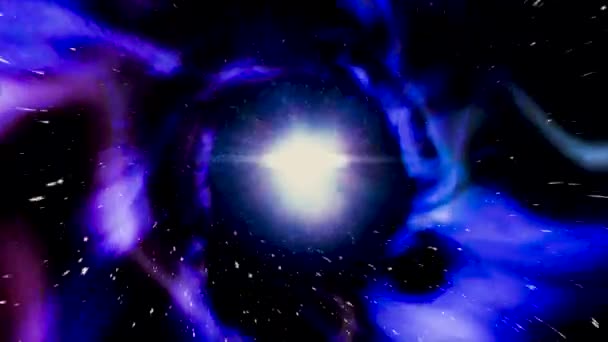 Se déplacer à travers le vortex abstrait, le temps et l'espace, les nuages et des millions d'étoiles. Animation. Beau tunnel de galaxie bleue avec des étoiles poussières et une lumière brillante, boucle transparente . — Video