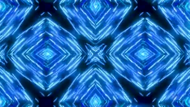 Сяючий динамічний синьо-білий калейдоскоп, безшовна петля. Анімація. Гарні змінювані намагнічені фігури, абстрактний барвистий фон . — стокове відео