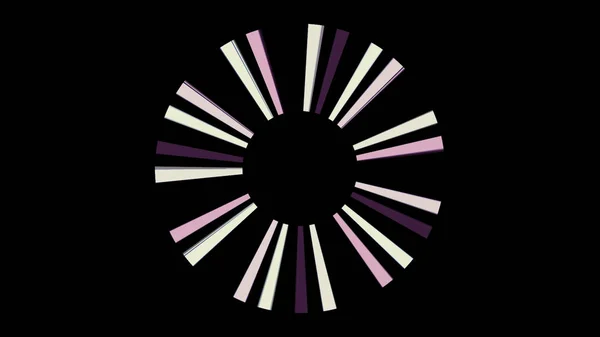 Abstrakt roterande blad av jetmotor på svart bakgrund, sömlös loop. Animation. Lila strålar snurrar runt svart cirkel plocka upp hastighet. — Stockfoto