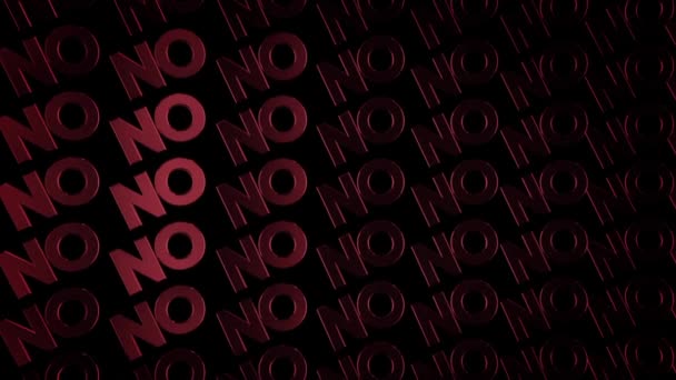 Abstract animation of lots colorful chrome logotypes of word "No" moving on the dark background. Animation. The concept of prohibition — Stock Video