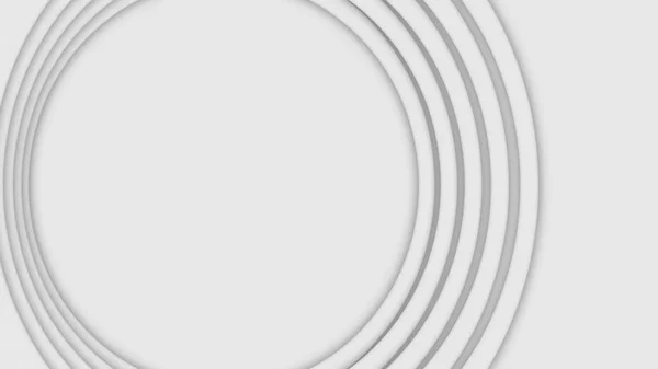 Οι αφηρημένοι τρεις διαστασιολογημένοι κύκλοι κινούνται σε λευκό φόντο. Κινούμενα σχέδια. Μαζικές σπειροειδείς κύκλοι παλμίας που αυξάνονται σε μέγεθος σε λευκό χώρο — Φωτογραφία Αρχείου