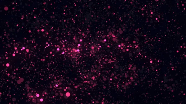 Abstract background with rotating bokeh space on black background. Animation. Space with moving colored shining particles on black background. Like cosmic starry space