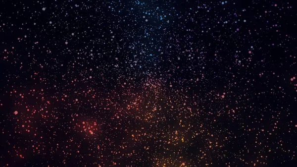 Absztrakt háttér forgó bokeh tér fekete háttér. Animáció. Tér mozgó színes csillogó részecskék fekete háttér. Mint a kozmikus csillagos térben — Stock Fotó