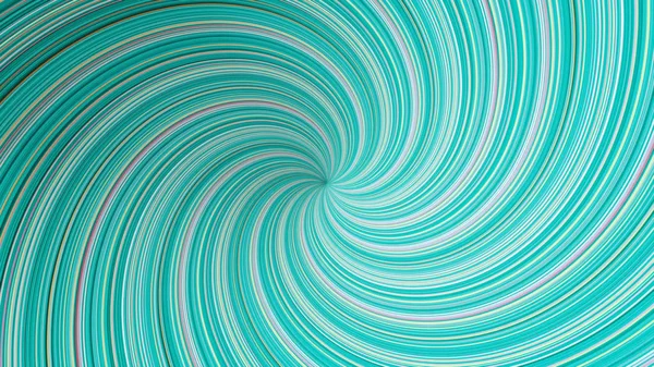 Spinnen kleurrijke trechter van gebogen lijnen, naadloze lus. Animatie. Prachtige turquoise roterende Tornado, hypnotiserende effect. — Stockfoto