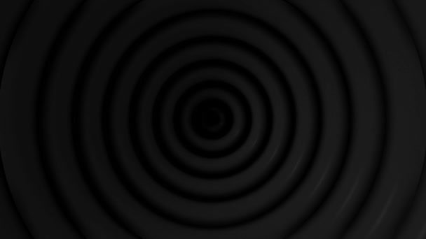 Fundo abstrato com círculos pretos estreitamento com efeito de falha branca. Animação. Túnel hipnotizante de anéis pretos em movimento, loop sem costura . — Vídeo de Stock