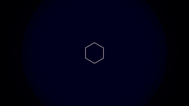 Heksagon kuning dan putih latar belakang gerakan abstrak, loop mulus. Animasi. Hexagon frame melebar dan menyempit cepat pada latar belakang biru . — Stok Video