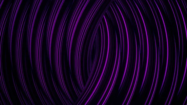 Animazione astratta del flusso vorticoso di linee al neon su sfondo nero. Animazione. Sfondo digitale di flusso divergente di linee al neon su sfondo nero — Foto Stock