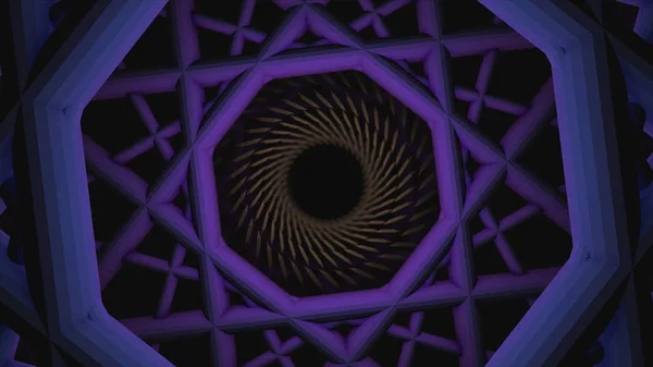 Абстрактна анімація крученого безшовного геометричного тунелю. Анімація. Геометричний візерунковий кручений спіраль на чорному тлі — стокове фото
