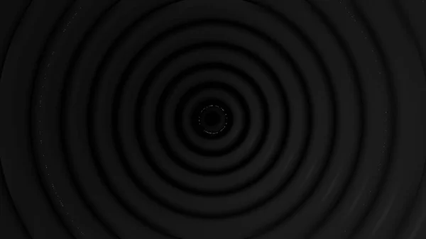 Fondo abstracto con círculos negros estrechos con efecto de falla blanca. Animación. Túnel hipnotizante de anillos negros en movimiento, lazo sin costura . —  Fotos de Stock