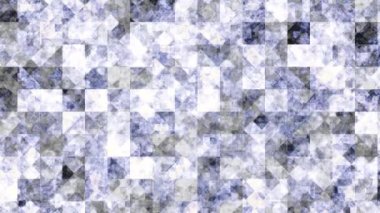 Leylak ve beyaz pikselyanıp yanıp sönen, sorunsuz döngü. Animasyon. Güzel eşkenar dörtgen arka plan, sonsuz hareket parlayan mozaik.