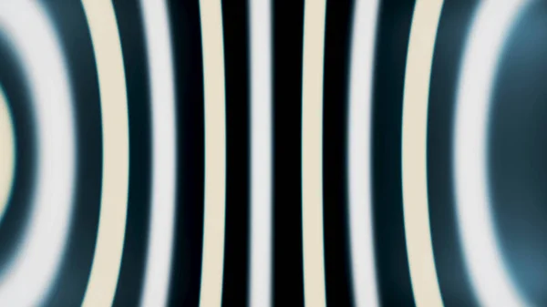 Abstrakt vit Neon runda ränder flyter in i olika riktningar på svart bakgrund, sömlös loop. Animation. Breda glödande linjer som rör sig mot varandra. — Stockfoto