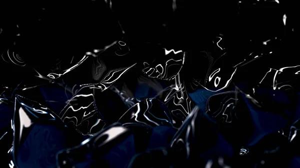 Abstract latex black and shining texture, wavy smooth surface with light glares, seamless loop. Animation. Glowing wavy black substance moving endlessly, monochrome. — Stock Photo, Image