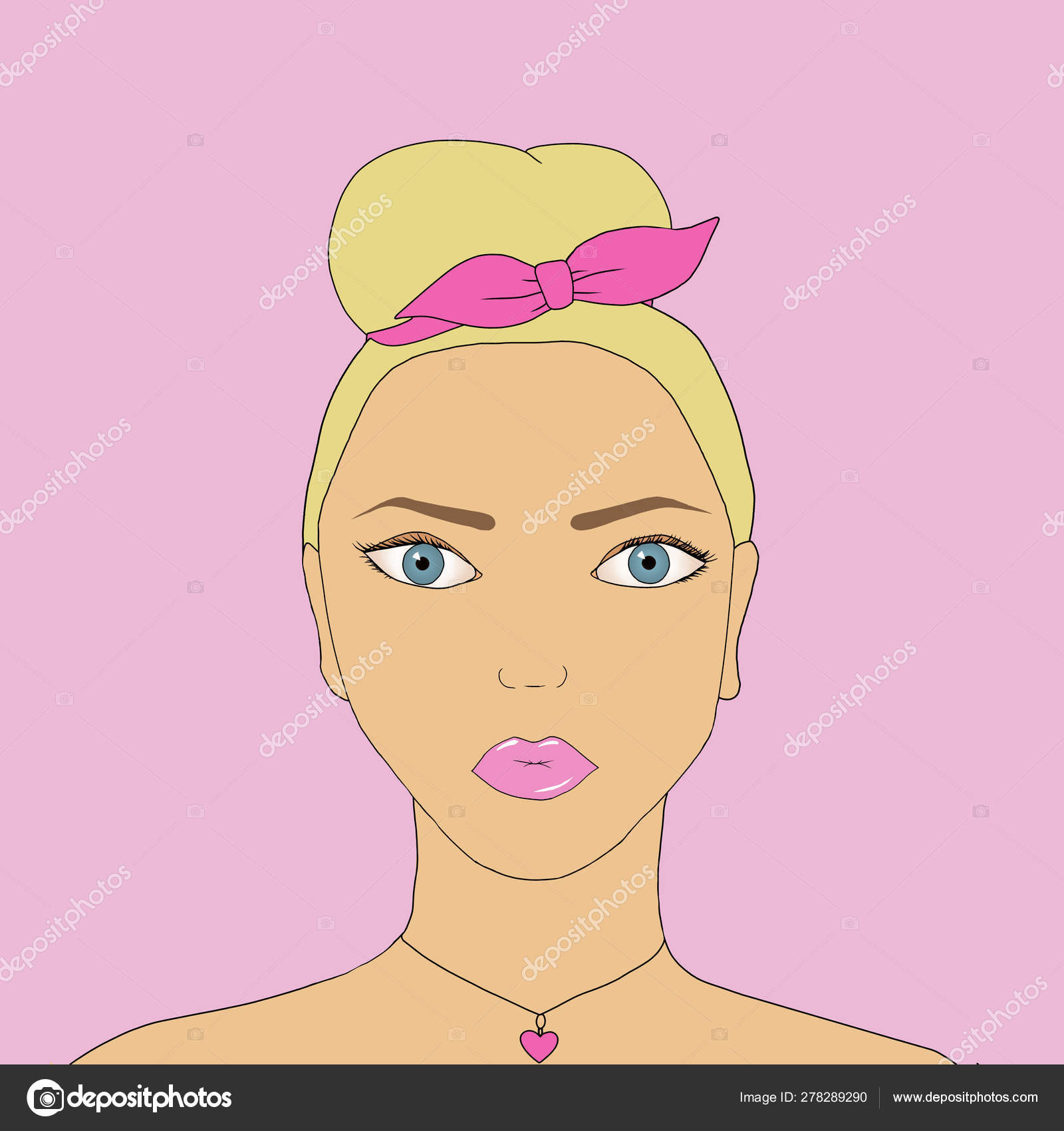 Beautiful Stylish Cartoon Blond Woman Fashion And Beauty Cosmetic