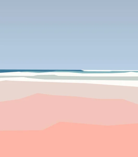 해변의 모래 해안선입니다. 미니멀리즘 aert 스타일, 베이지 색과 파란색의 추상적 인 자연 배경 — 스톡 사진