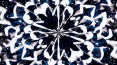 Soyut siyah beyaz kaleydoskop arka plan. Animasyon. Güzel hipnotik kaleydoskop hareketi, rotasyon ve girdap içine emme, monokrom.