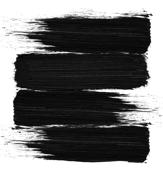 Black brush strokes on a white background, monochrome. Print. Black wide paint tracks, modern art concept. — Stock Photo, Image