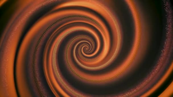 Espiral giratoria giratoria sin fin con efecto de ruido digital de colores negro y naranja, lazo sin costuras. Animación. Hélice giratoria abstracta en movimiento e hipnotizante . — Vídeo de stock