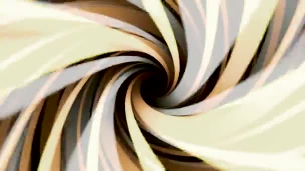 Fondo abstracto con colorido girando hélice naranja y marrón, lazo sin costuras. Animación. Interminable rotación hipnótica de líneas curvas que forman un túnel . — Vídeo de stock