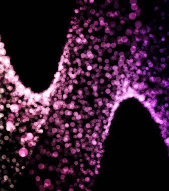 Mor pırıl pırıl yıldız tozu siyah arka plan üzerinde bükülmüş spiral. Yazdırma. Köpüklü parçacıkların leylak izi, uzay kuyruklu kuyruğu.