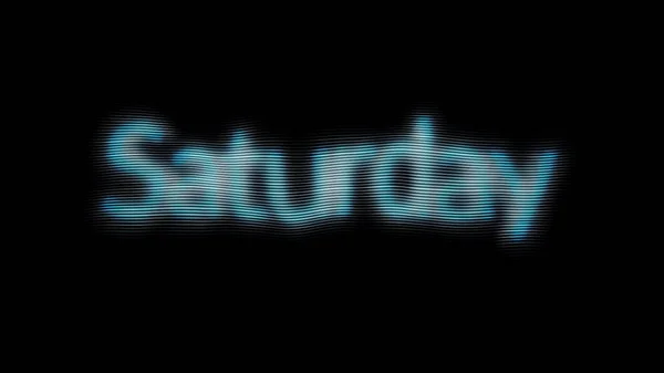 Black display board with neon Saturday front text glowing and blinking, days of week. Animation. Luminous and shimmering turquoise word Saturday on black background. — Stock Photo, Image