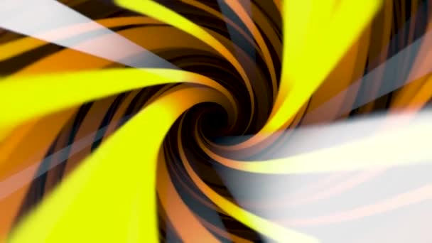 Abstract background with colorful spinning orange and yellow helix, seamless loop. Animation. Endless hypnotic rotation of curved lines that form a tunnel. — Stock Video