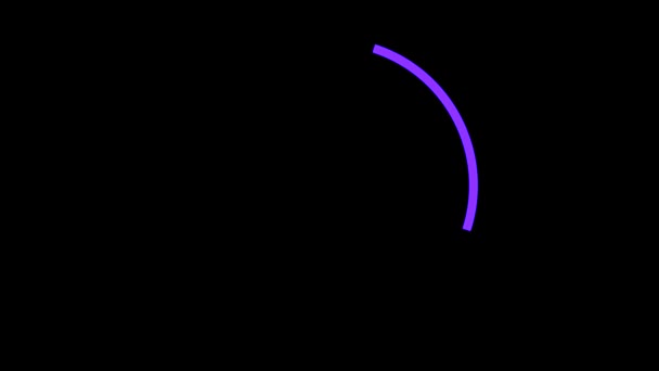 Ligne étroite au néon violet abstrait se déplaçant dans un cercle isolé sur fond noir, boucle sans couture. Animation. Bande lumineuse volant sur la même trajectoire plusieurs fois, monochrome . — Video