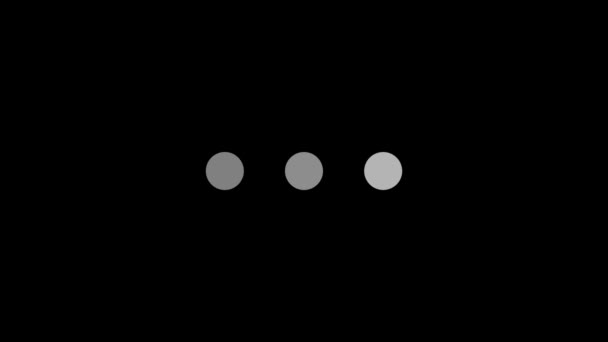 Trois points blancs clignotant très vite sur fond noir, stimulus visuel pour concept d'épilepsie. Animation. ellipse abstraite chatoyante, boucle sans couture, monochrome . — Video