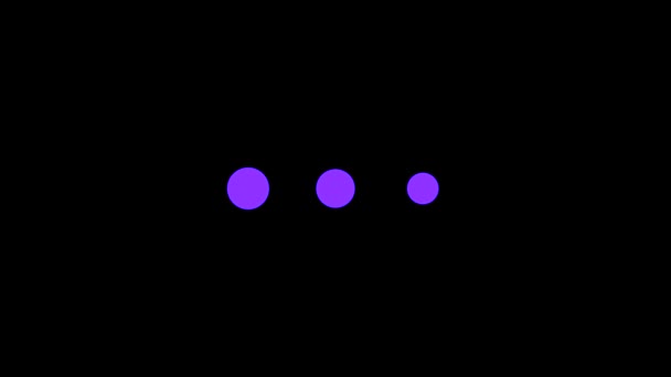 Magical purple, pink ellipsis moving on black background, seamless loop. Animation. Lilac three dots or circles widen and narrow down slowly. — Stock Video