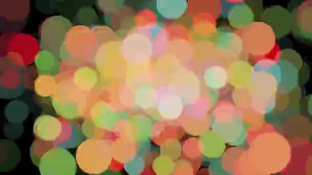 Abstrato bokeh luzes de cores diferentes fluindo lentamente sobre fundo preto, loop sem costura. Círculos móveis coloridos de tirar o fôlego, partículas turvas — Vídeo de Stock