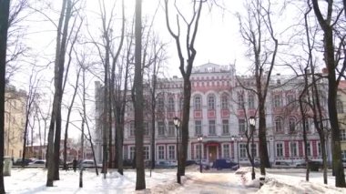 Moskova, Rusya - Şubat , 2019: Moskova'daki eski galerinin görünümü. Stok görüntüleri. Şehir görünümü