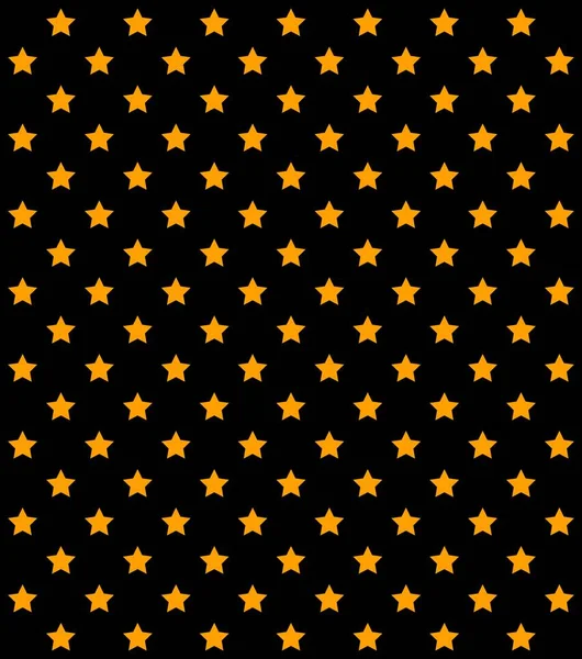 Absztrakt narancssárga csillagok sorokban, fehér háttérrel. Nyomtatás. Arany öt hegyes csillag geometriai mintázata, szimmetrikus illusztráció — Stock Fotó