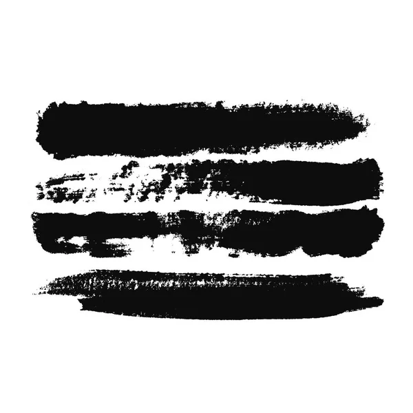 Abstract black brush strokes on white background, monochrome. Print. Black wide paint tracks, modern art concept — Stock Photo, Image