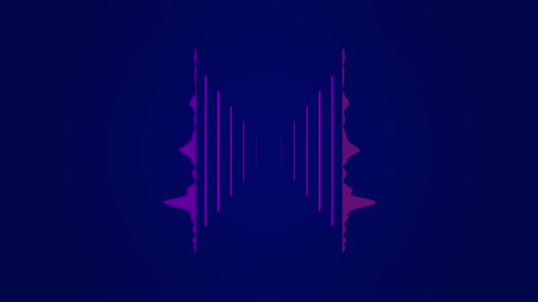 Equalizzatore colorato astratto in spettro audio a forma d'onda, segnale audio rosa su sfondo blu scuro, conept musica. Animazione. Battere il ritmo, le onde e le linee in movimento . — Video Stock