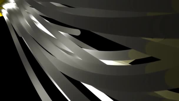 Abstração do feixe branco de linhas flutuando sobre o fundo preto e alterando sua cor. Animação. Animação dinâmica colorida no fundo preto — Vídeo de Stock