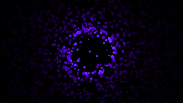 Bela abstração de pequenas partículas coloridas movendo-se caoticamente sobre o fundo preto. Animação. Animação dinâmica colorida no fundo preto — Vídeo de Stock