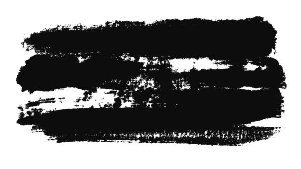 Animación abstracta del trazo de pincel de pintura negra en un pedazo de papel blanco. Animación. Pincelada de animación minimalista en blanco y negro sobre fondo blanco — Vídeos de Stock