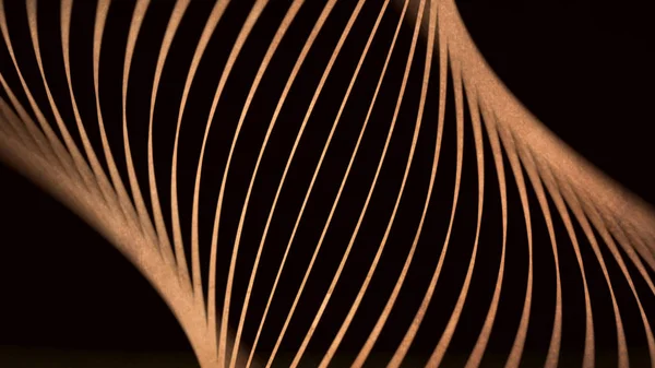 Hermosa abstracción de líneas de neón marrón girando sobre fondo negro. Animación. Espectro en bucle y fondo animado con líneas de círculo de neón, pantallas led y mapeo de proyección . —  Fotos de Stock
