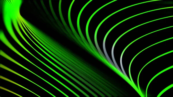 Abstract animation of bright colorful neon spirals rotating in different planes on the dark background. Animation. Abstract spiral rotating glow lines, computer generated background — 스톡 사진