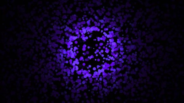 Hermosa abstracción de pequeñas partículas de colores que se mueven caóticamente sobre el fondo negro. Animación. Animación colorida dinámica en el fondo negro — Foto de Stock